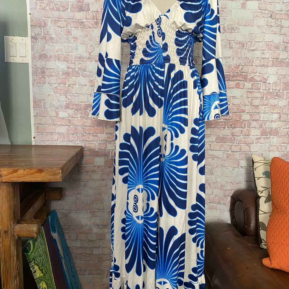 Retro Blue and White Jumpsuit